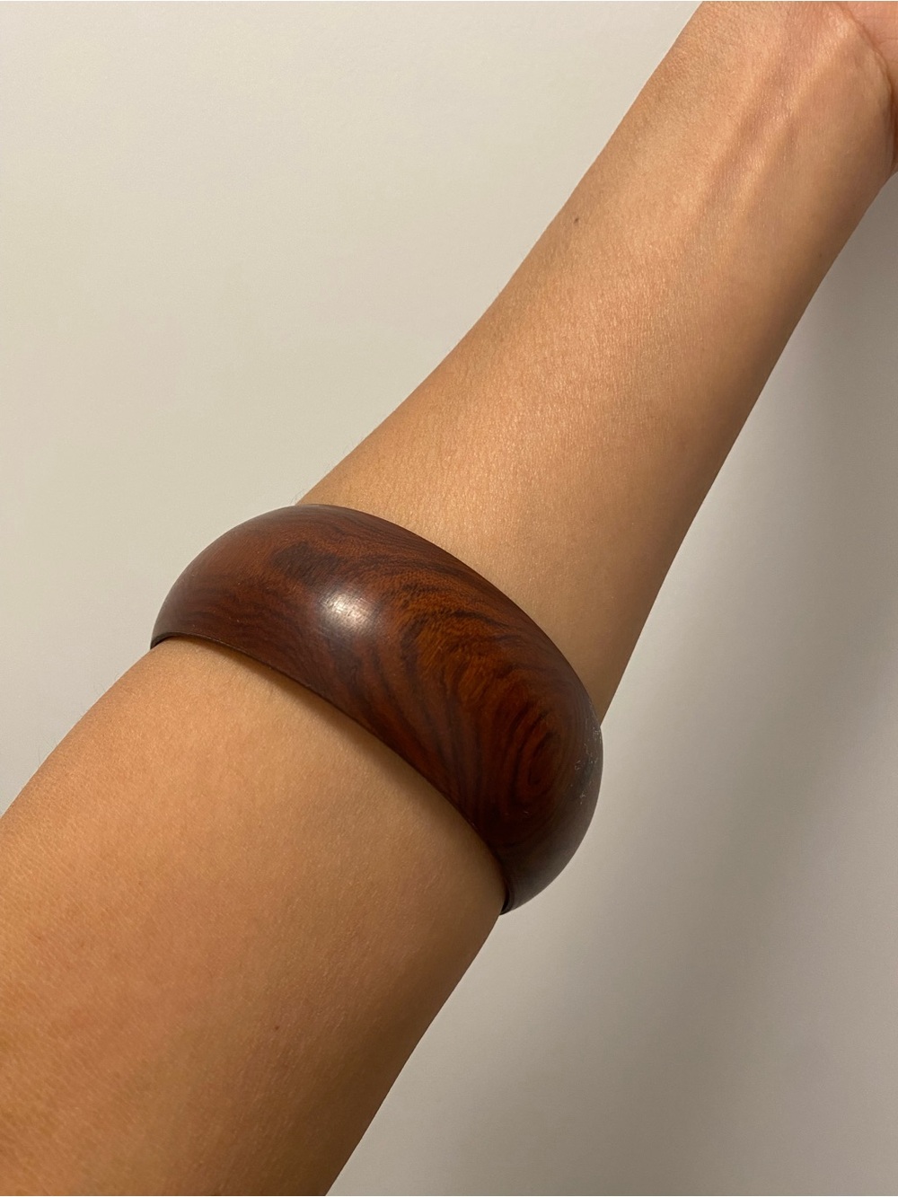 Vintage Brown Wood Bangle Bracelet